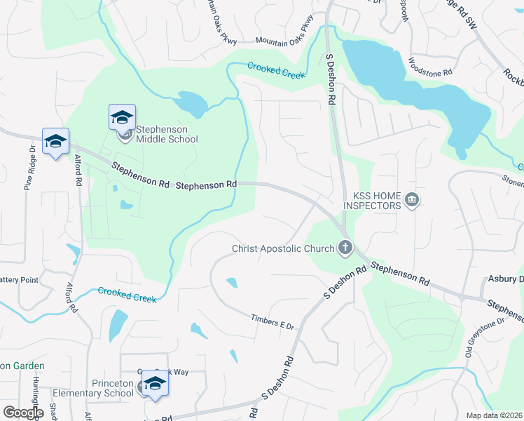 map of restaurants, bars, coffee shops, grocery stores, and more near 6848 Timberhead Way in Lithonia