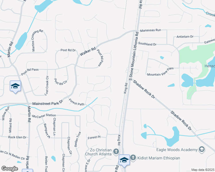 map of restaurants, bars, coffee shops, grocery stores, and more near 784 Greenhedge Drive in Stone Mountain