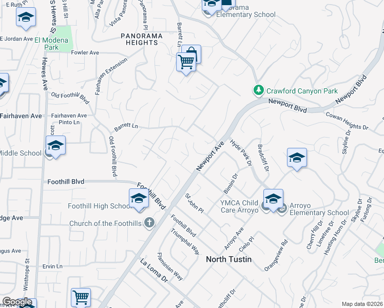 map of restaurants, bars, coffee shops, grocery stores, and more near 13182 Lemon Leaf Lane in Santa Ana