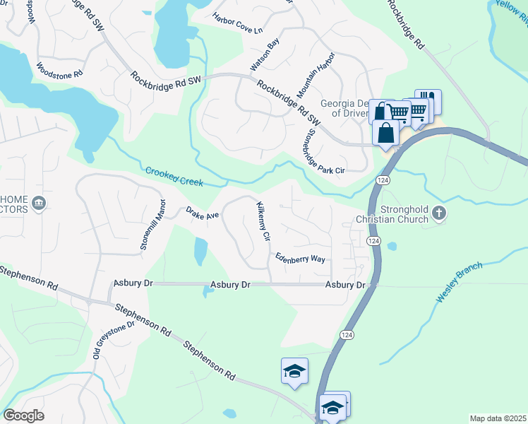 map of restaurants, bars, coffee shops, grocery stores, and more near 810 Kilkenny Circle in Lithonia