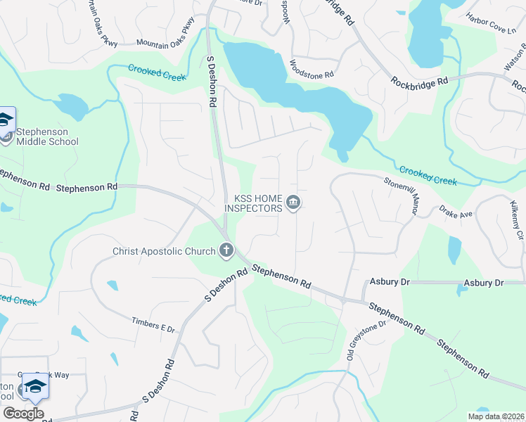 map of restaurants, bars, coffee shops, grocery stores, and more near 7064 Deshon Creek Court in Lithonia