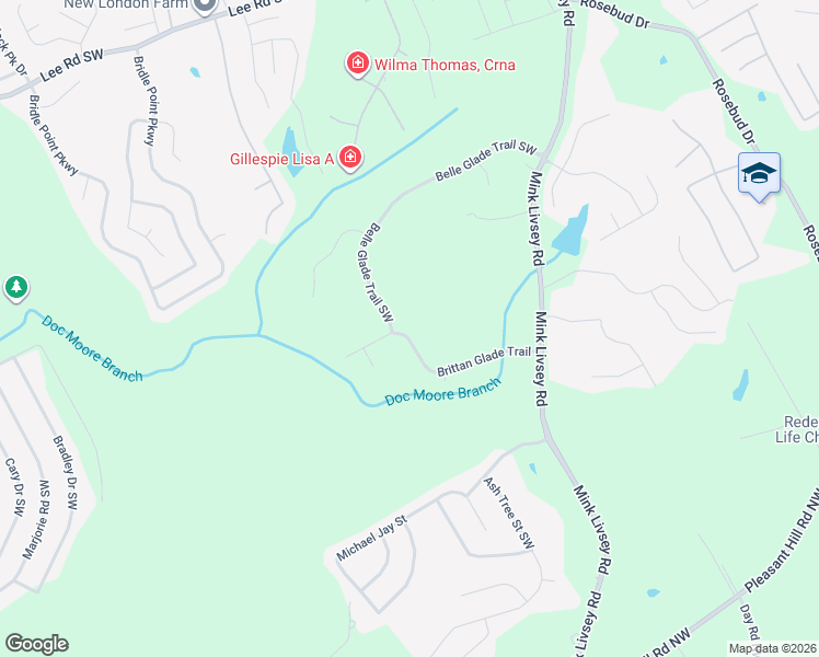 map of restaurants, bars, coffee shops, grocery stores, and more near 3961 Brittan Glade Trail in Snellville