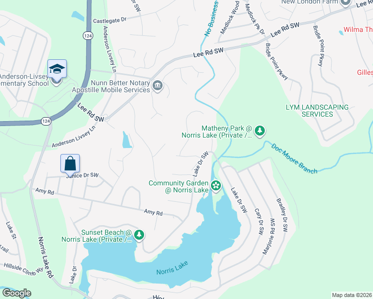 map of restaurants, bars, coffee shops, grocery stores, and more near 4472 Marci Street in Snellville