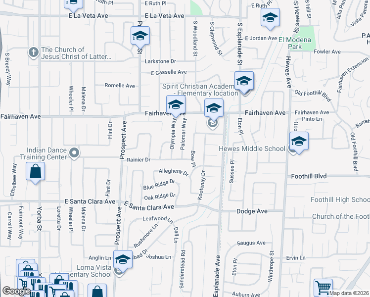 map of restaurants, bars, coffee shops, grocery stores, and more near 13162 Palomar Way in Santa Ana