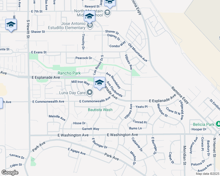 map of restaurants, bars, coffee shops, grocery stores, and more near 1252 Avenue Floribunda in San Jacinto