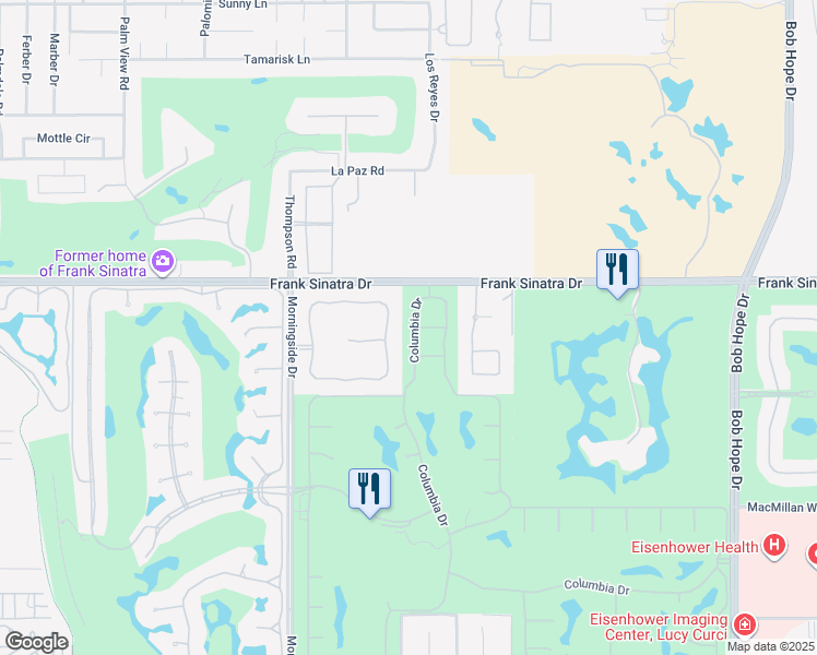 map of restaurants, bars, coffee shops, grocery stores, and more near 137 Columbia Drive in Rancho Mirage