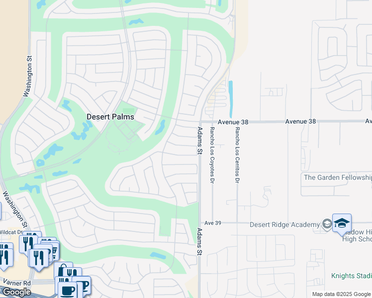 map of restaurants, bars, coffee shops, grocery stores, and more near 78929 Naranja Drive in Palm Desert