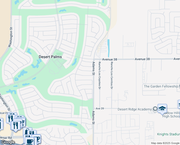 map of restaurants, bars, coffee shops, grocery stores, and more near 78929 Naranja Drive in Palm Desert
