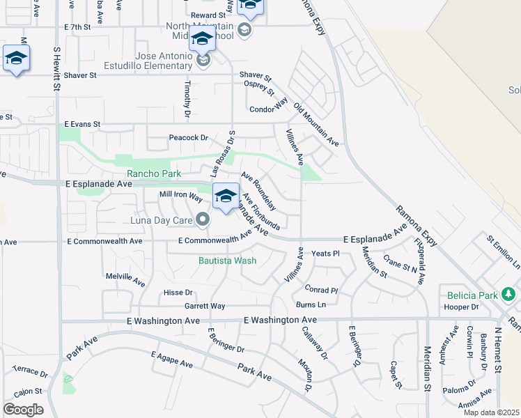 map of restaurants, bars, coffee shops, grocery stores, and more near 1263 Avenue Floribunda in San Jacinto