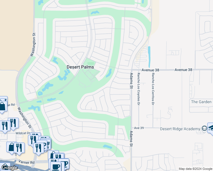 map of restaurants, bars, coffee shops, grocery stores, and more near 78786 Gorham Lane in Palm Desert