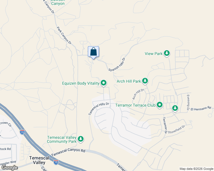 map of restaurants, bars, coffee shops, grocery stores, and more near 24517 Flora Road in Corona