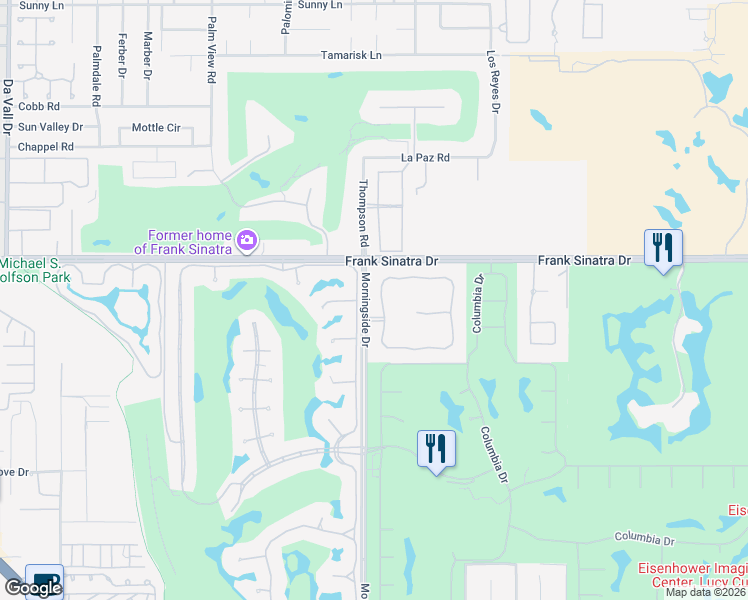 map of restaurants, bars, coffee shops, grocery stores, and more near 103 Waterford Circle in Rancho Mirage