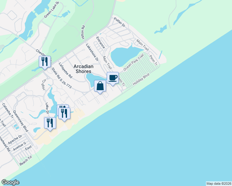 map of restaurants, bars, coffee shops, grocery stores, and more near 161 Seawatch Drive in Myrtle Beach