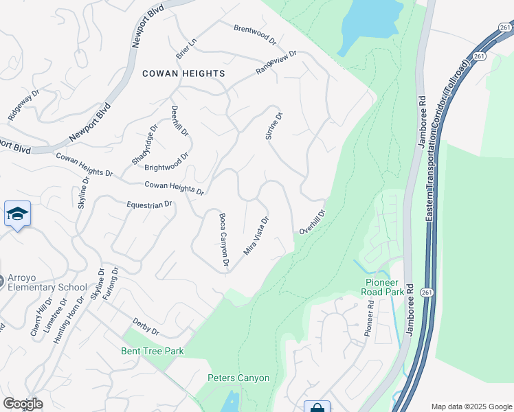 map of restaurants, bars, coffee shops, grocery stores, and more near 10341 Mira Vista Drive in Santa Ana