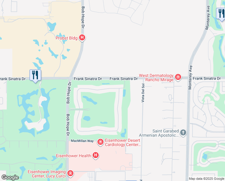map of restaurants, bars, coffee shops, grocery stores, and more near 84 Kavenish Drive in Rancho Mirage