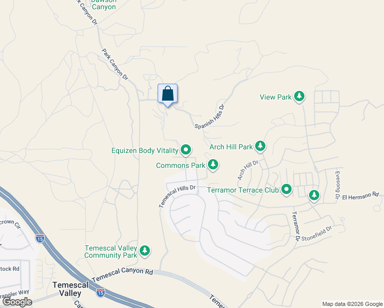 map of restaurants, bars, coffee shops, grocery stores, and more near 11358 Finders Court in Corona