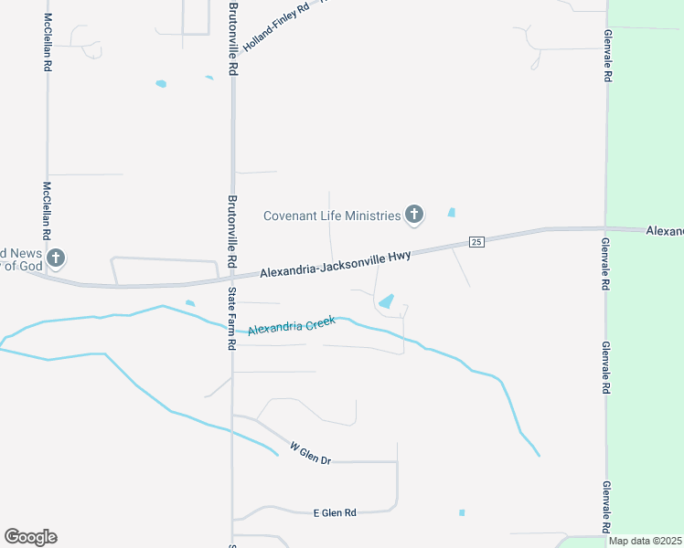 map of restaurants, bars, coffee shops, grocery stores, and more near 2070 Alexandria-Jacksonville Highway in Alexandria