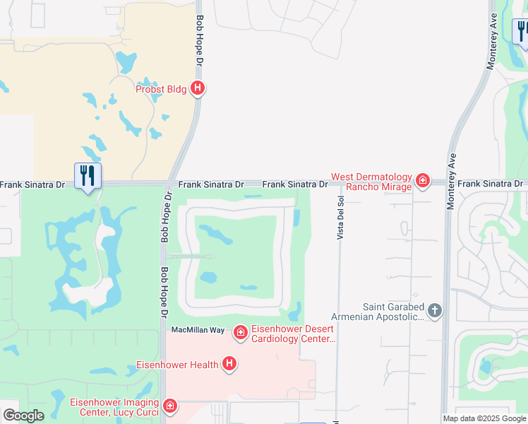 map of restaurants, bars, coffee shops, grocery stores, and more near 80 North Kavenish Drive in Rancho Mirage