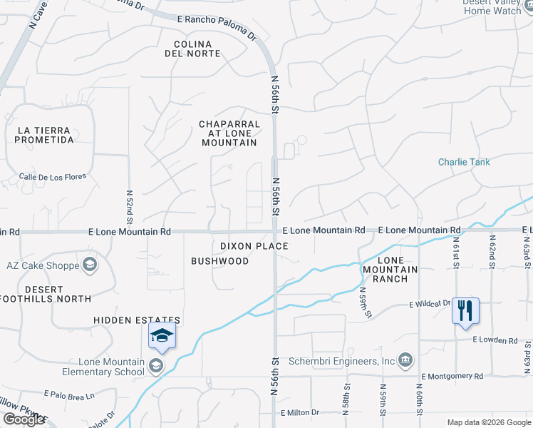 map of restaurants, bars, coffee shops, grocery stores, and more near 31423 North 55th Way in Cave Creek