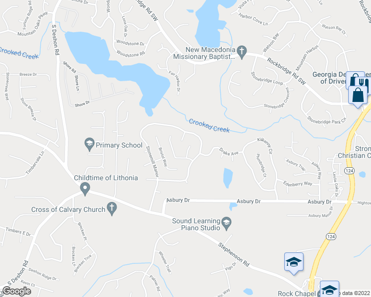 map of restaurants, bars, coffee shops, grocery stores, and more near 815 Alta Court in Lithonia
