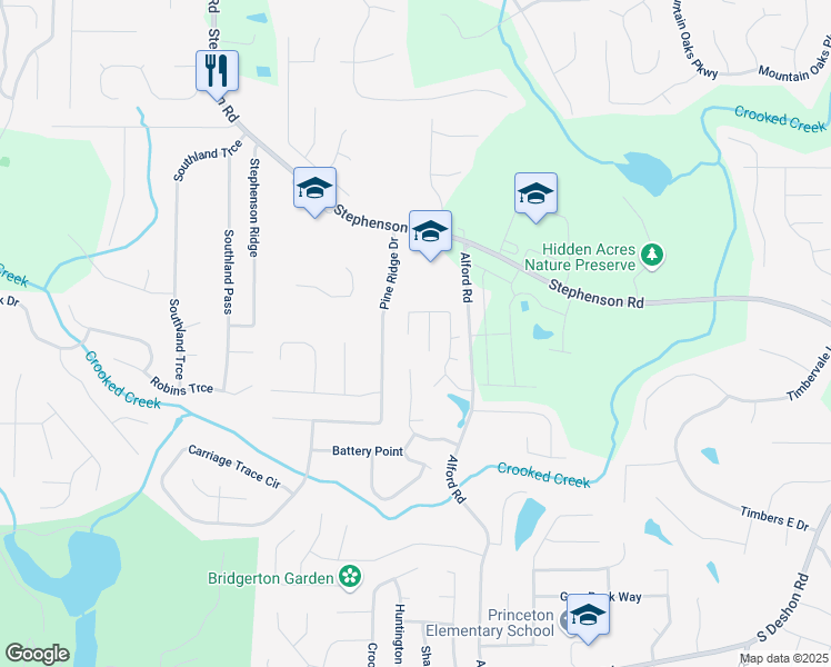 map of restaurants, bars, coffee shops, grocery stores, and more near 820 Tradd Court in Stone Mountain