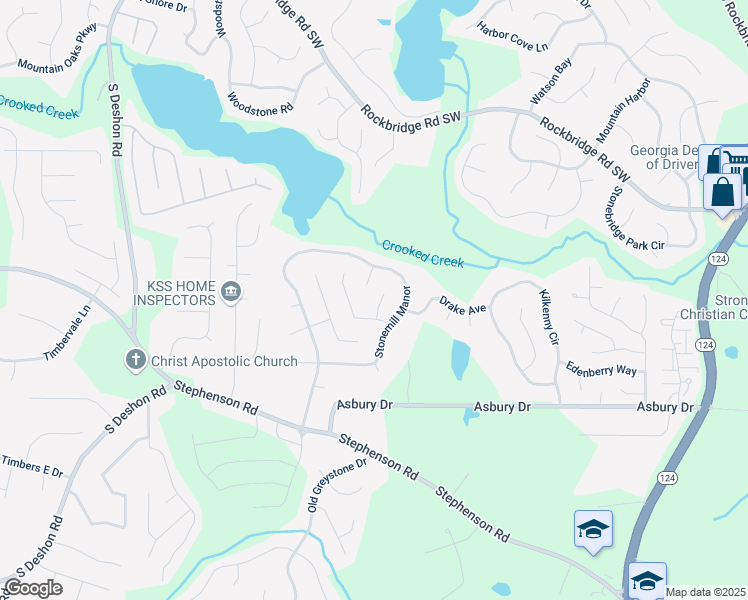 map of restaurants, bars, coffee shops, grocery stores, and more near 815 Alta Court in Lithonia
