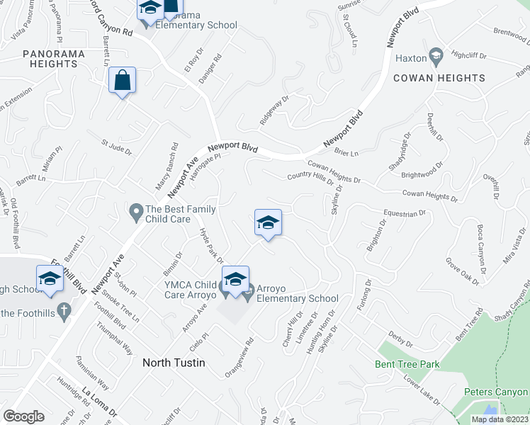 map of restaurants, bars, coffee shops, grocery stores, and more near 1212 Camden Drive in Santa Ana