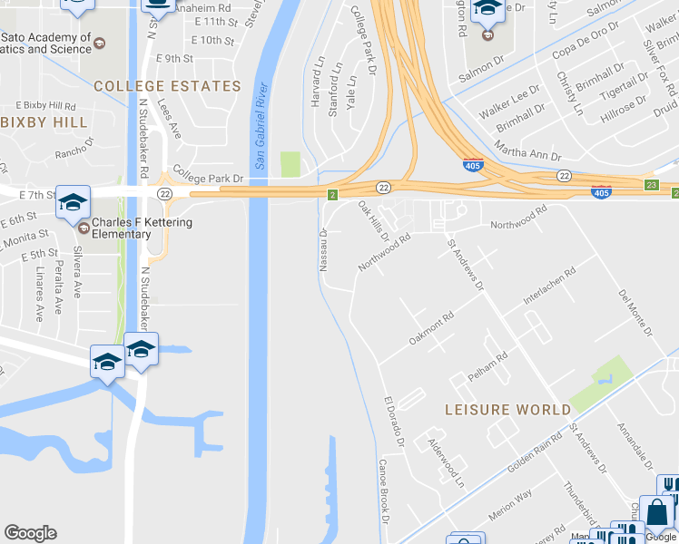 map of restaurants, bars, coffee shops, grocery stores, and more near 13220 Nassau Drive in Seal Beach