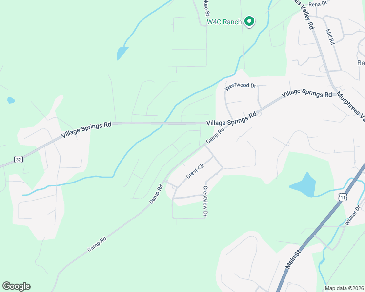 map of restaurants, bars, coffee shops, grocery stores, and more near 1231 Village Springs Road in Springville