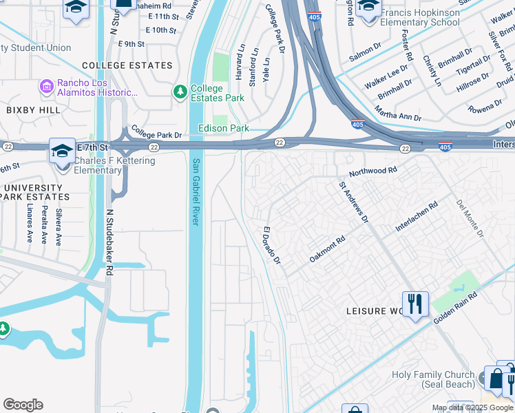 map of restaurants, bars, coffee shops, grocery stores, and more near 13220 Nassau Drive in Seal Beach