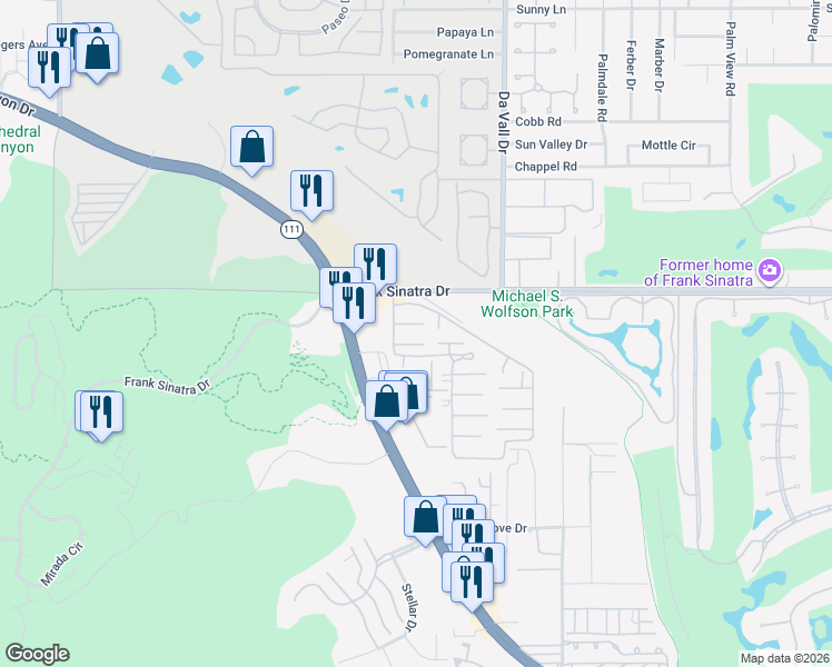 map of restaurants, bars, coffee shops, grocery stores, and more near 82 Santa Anita in Rancho Mirage