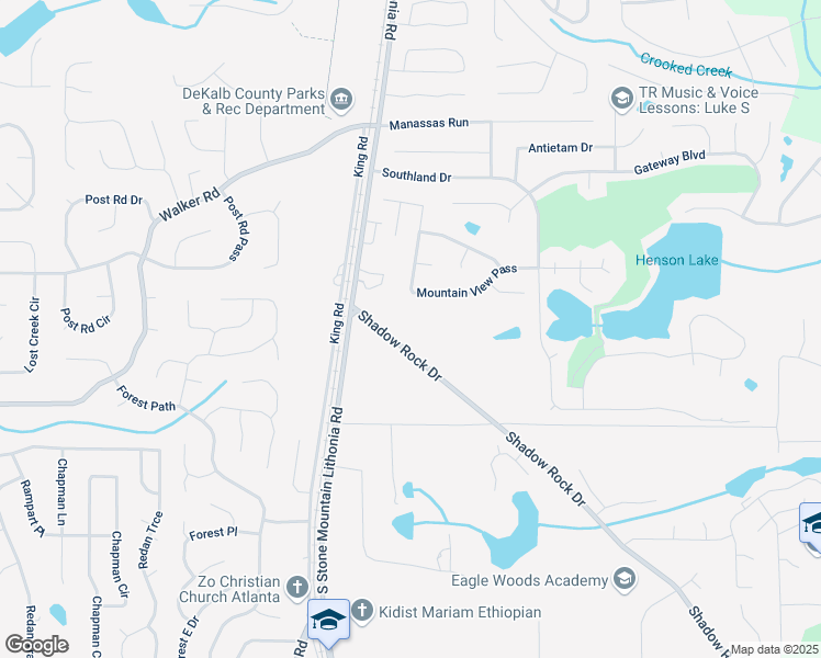 map of restaurants, bars, coffee shops, grocery stores, and more near 5586 Shadow Rock Drive in Lithonia