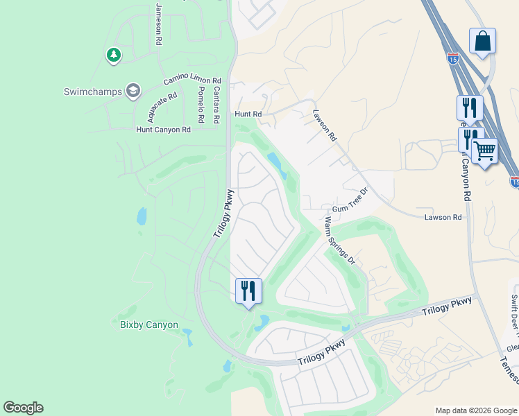 map of restaurants, bars, coffee shops, grocery stores, and more near 23979 Steelhead Drive in Corona