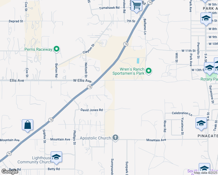 map of restaurants, bars, coffee shops, grocery stores, and more near in Perris