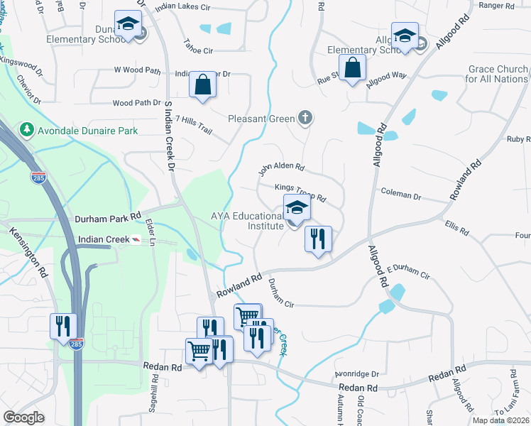 map of restaurants, bars, coffee shops, grocery stores, and more near 941 Carlisle Road in Stone Mountain