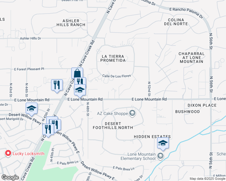 map of restaurants, bars, coffee shops, grocery stores, and more near 31500 North 49th Way in Cave Creek