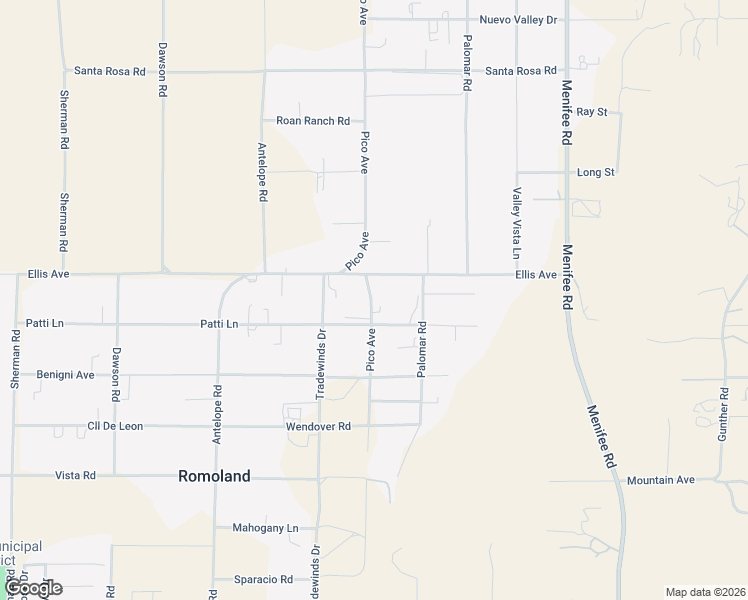 map of restaurants, bars, coffee shops, grocery stores, and more near 23524 Pico Avenue in Menifee