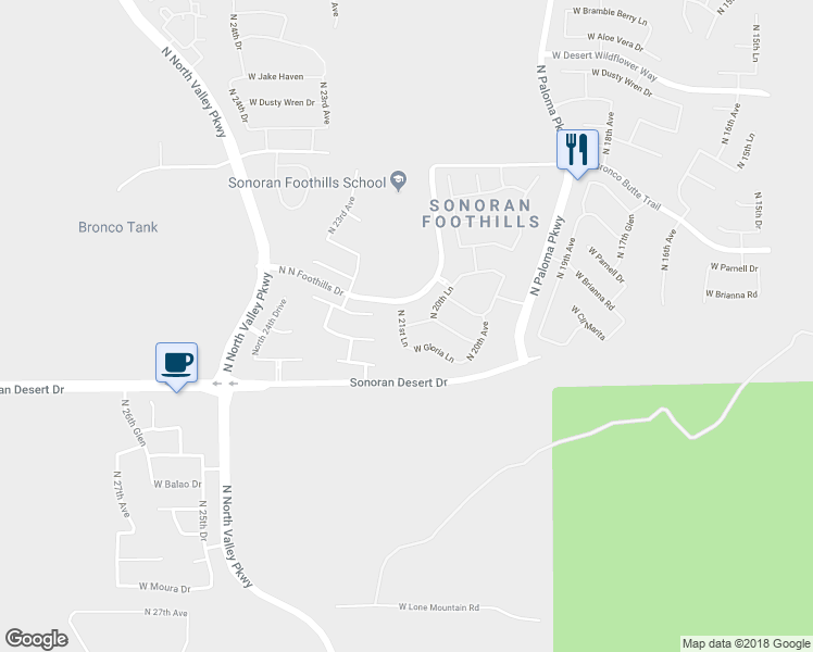 map of restaurants, bars, coffee shops, grocery stores, and more near 2347 West Whisper Rock Trail in Phoenix