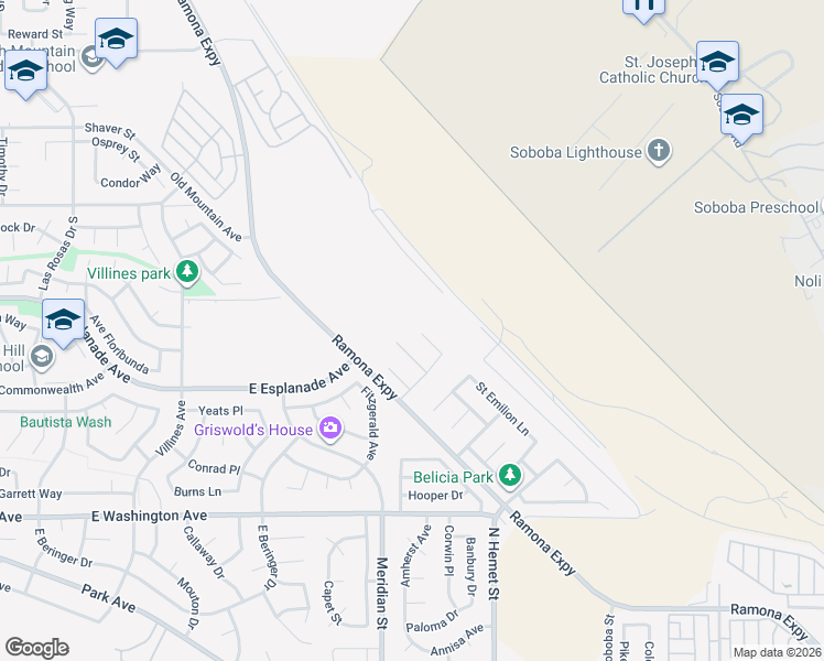 map of restaurants, bars, coffee shops, grocery stores, and more near 1933 Medoc Circle in San Jacinto