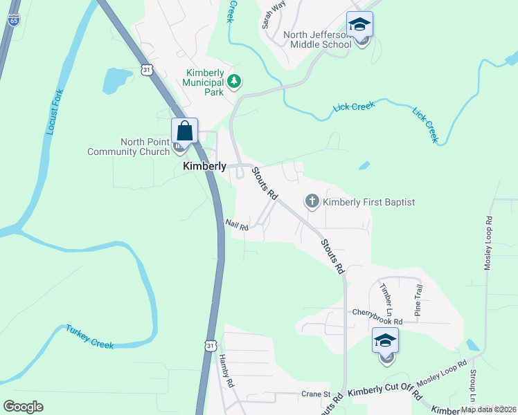 map of restaurants, bars, coffee shops, grocery stores, and more near 538 Nail Road in Kimberly