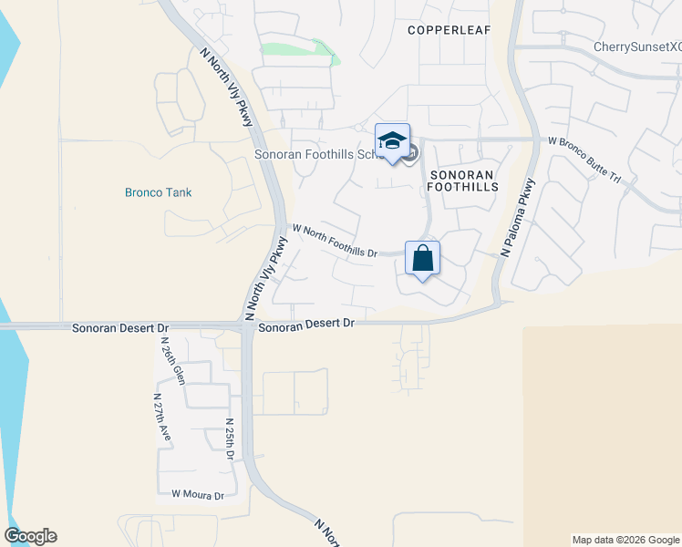 map of restaurants, bars, coffee shops, grocery stores, and more near 2244 West Vía Caballo Blanco in Phoenix