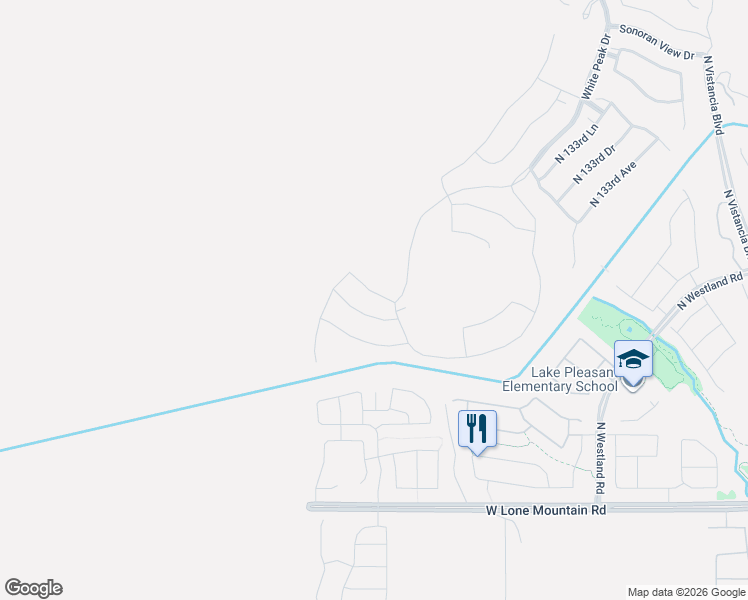 map of restaurants, bars, coffee shops, grocery stores, and more near Central Arizona Project Canal Service Road in Peoria