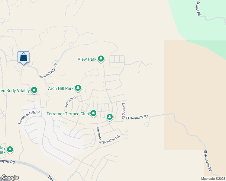 map of restaurants, bars, coffee shops, grocery stores, and more near 11950 El Hermano Road in Corona