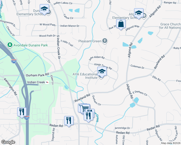 map of restaurants, bars, coffee shops, grocery stores, and more near 941 Carlisle Road in Stone Mountain