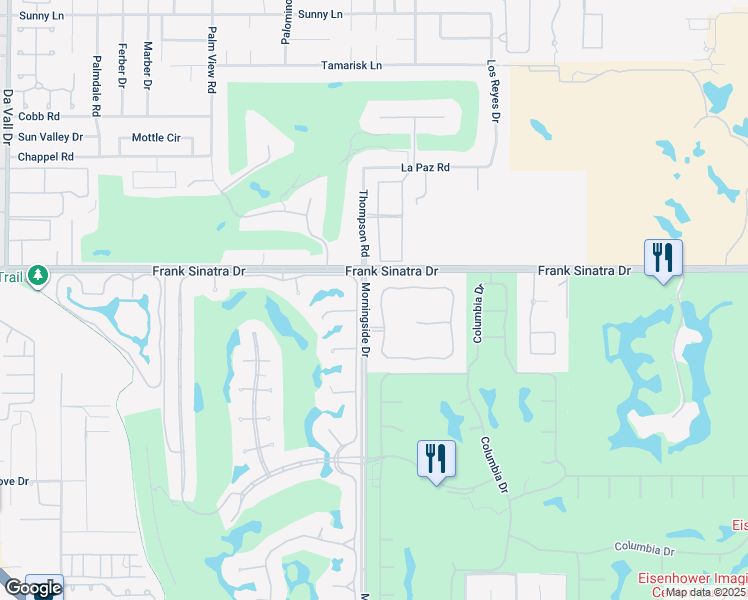 map of restaurants, bars, coffee shops, grocery stores, and more near 105 Waterford Circle in Rancho Mirage