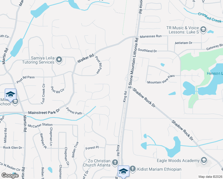 map of restaurants, bars, coffee shops, grocery stores, and more near 903 King Road in Stone Mountain