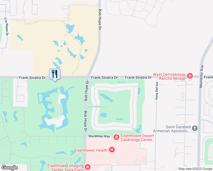 map of restaurants, bars, coffee shops, grocery stores, and more near 57 North Kavenish Drive in Rancho Mirage