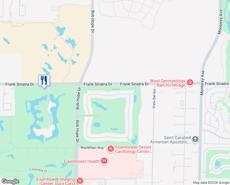 map of restaurants, bars, coffee shops, grocery stores, and more near 68 North Kavenish Drive in Rancho Mirage