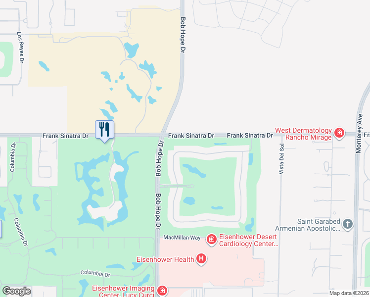 map of restaurants, bars, coffee shops, grocery stores, and more near 32 North Kavenish Drive in Rancho Mirage