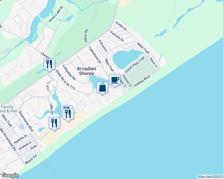 map of restaurants, bars, coffee shops, grocery stores, and more near 161 Seawatch Drive in Myrtle Beach